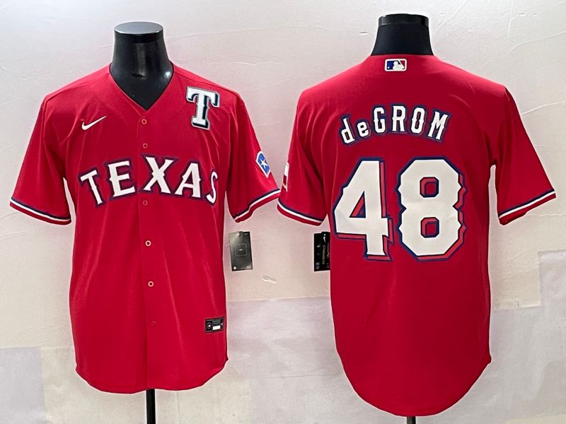 Men 2025 Texas Rangers #48 Degrom Red Game Nike MLB Jersey style 3->texas rangers->MLB Jersey